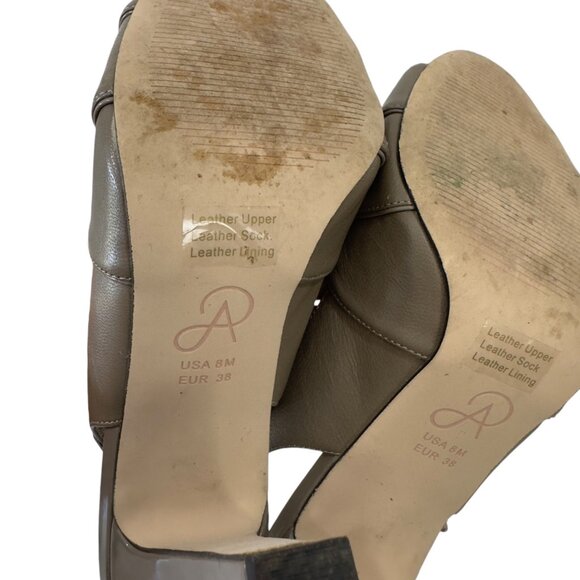 Adrianna Papell Leather Slingback Heels Women 8M EUR 38 Light Brown Peep Toe - Picture 6 of 12
